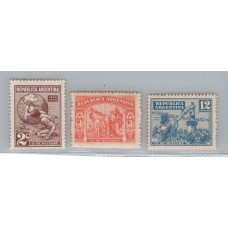 ARGENTINA 1929 GJ 657/9 SERIE COMPLETA DE ESTAMPILLAS NUEVAS MINT U$ 10+